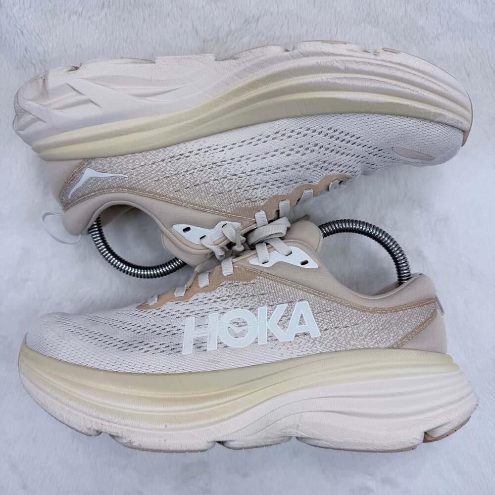 HOKA Bondi 8 Women's Oat Milk Barley Running Shoes Size 8 Max Cushion Sneakers - Picture 6 of 10